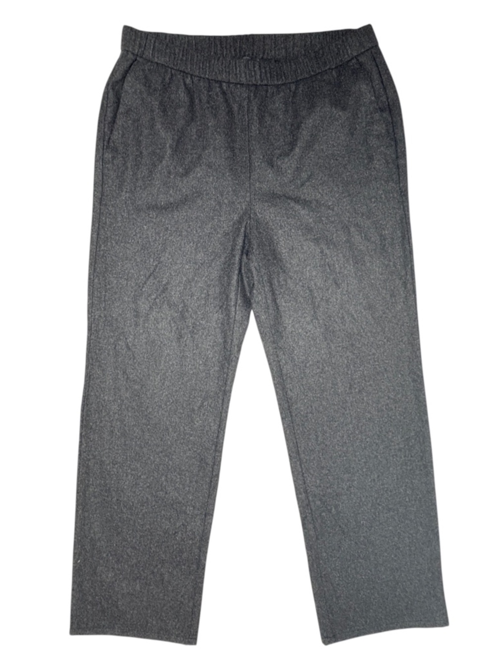 EILEEN FISHER gray wool flannel pull-on pockets unlined minimalist unlined S/M